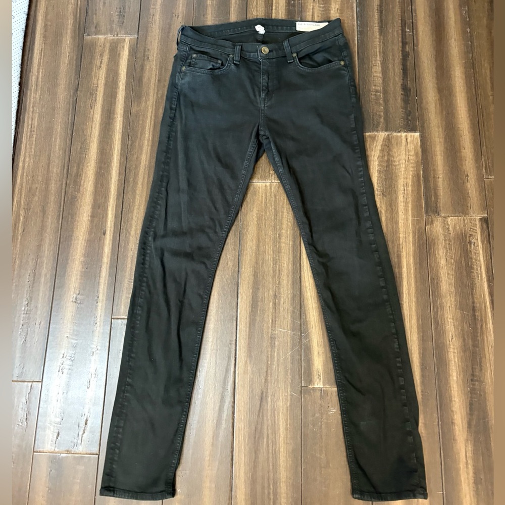 Rag & Bone Sz 28 Olive Green The Dre Skinny Jeans High Rise Pockets Belt Loops